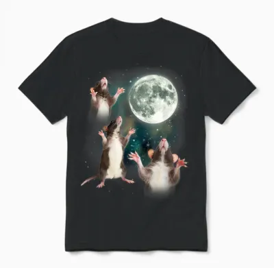 Three Rat Moon | 3 Rats with Dead Moon Oddly Specific Cursed Unisex T-Shirt - Black