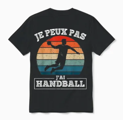 Je Peux Pas J'ai Handball Humour Handball Player Hand Fan Unisex T-Shirt - Black