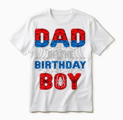 Spider Web Birthday Party Dad of the Birthday Boy Unisex T-Shirt - White