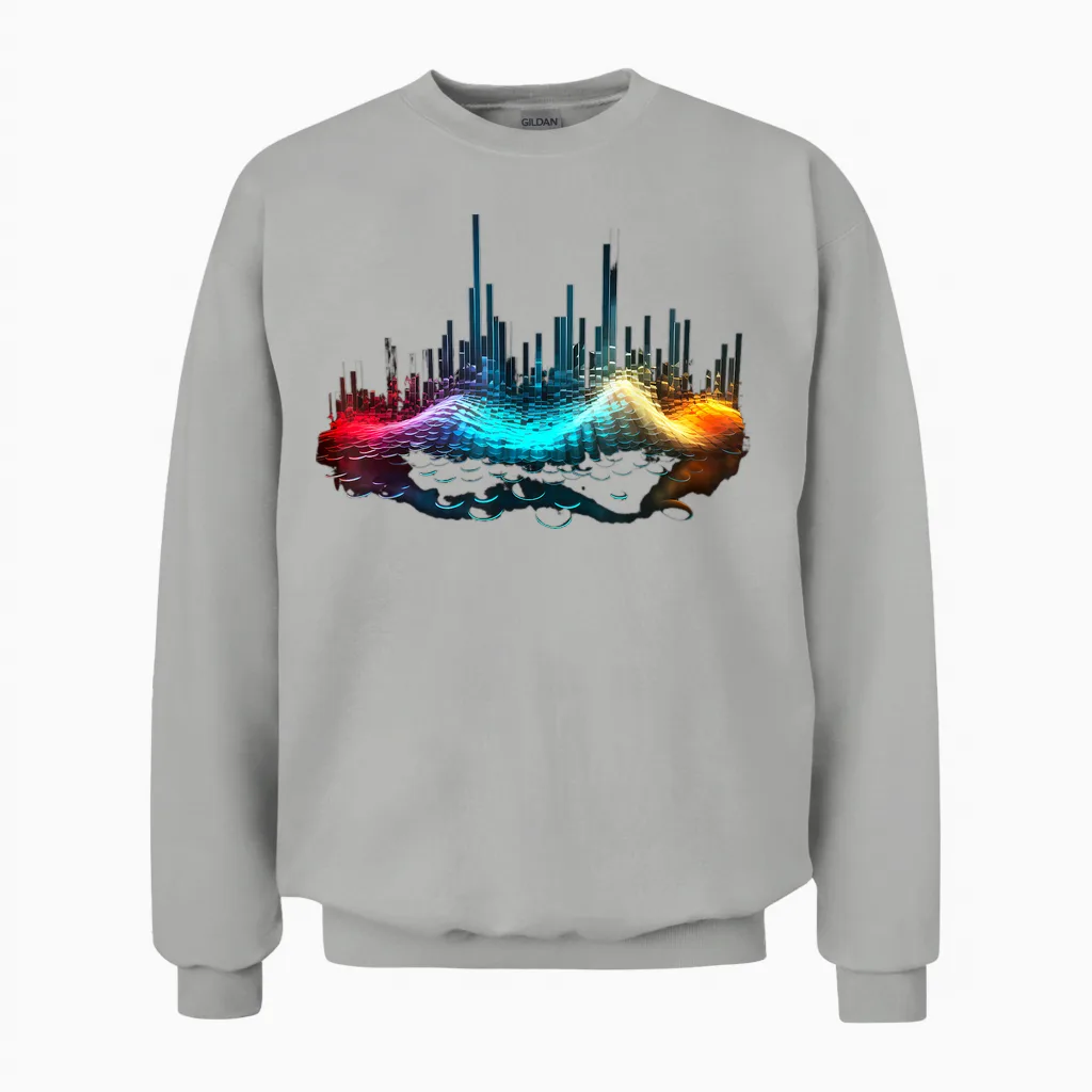 Bunter Musik Equalizer Techno Trance Unisex Sweatshirt in Ash