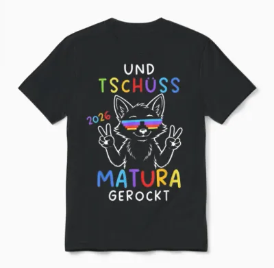 Und Tschüss Matura Gerockt Fuchs 2026 Abschluss Matura Unisex T-Shirt - Black