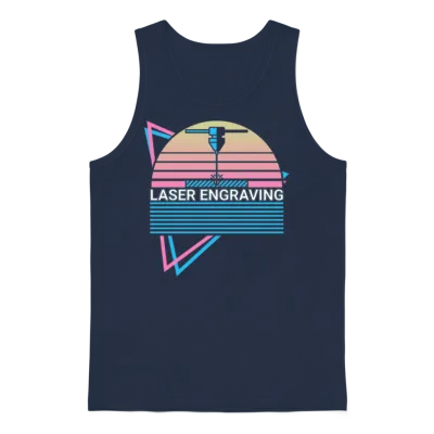 Laser Engraving Retro Unisex Tank Top - Navy
