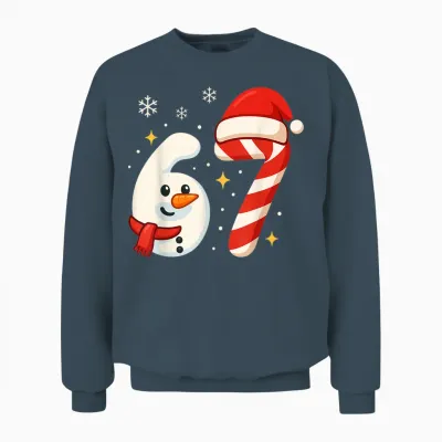 6 7 Meme Christmas Shirt 67 Six Seven Snowman Boy Girls Unisex Sweatshirt - Dark Heather