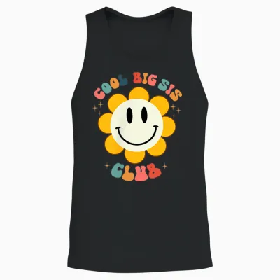 Retro Cool Big Sis Club Floral Big Sister Vorder- Und Rückseite Unisex Tank Top - Black