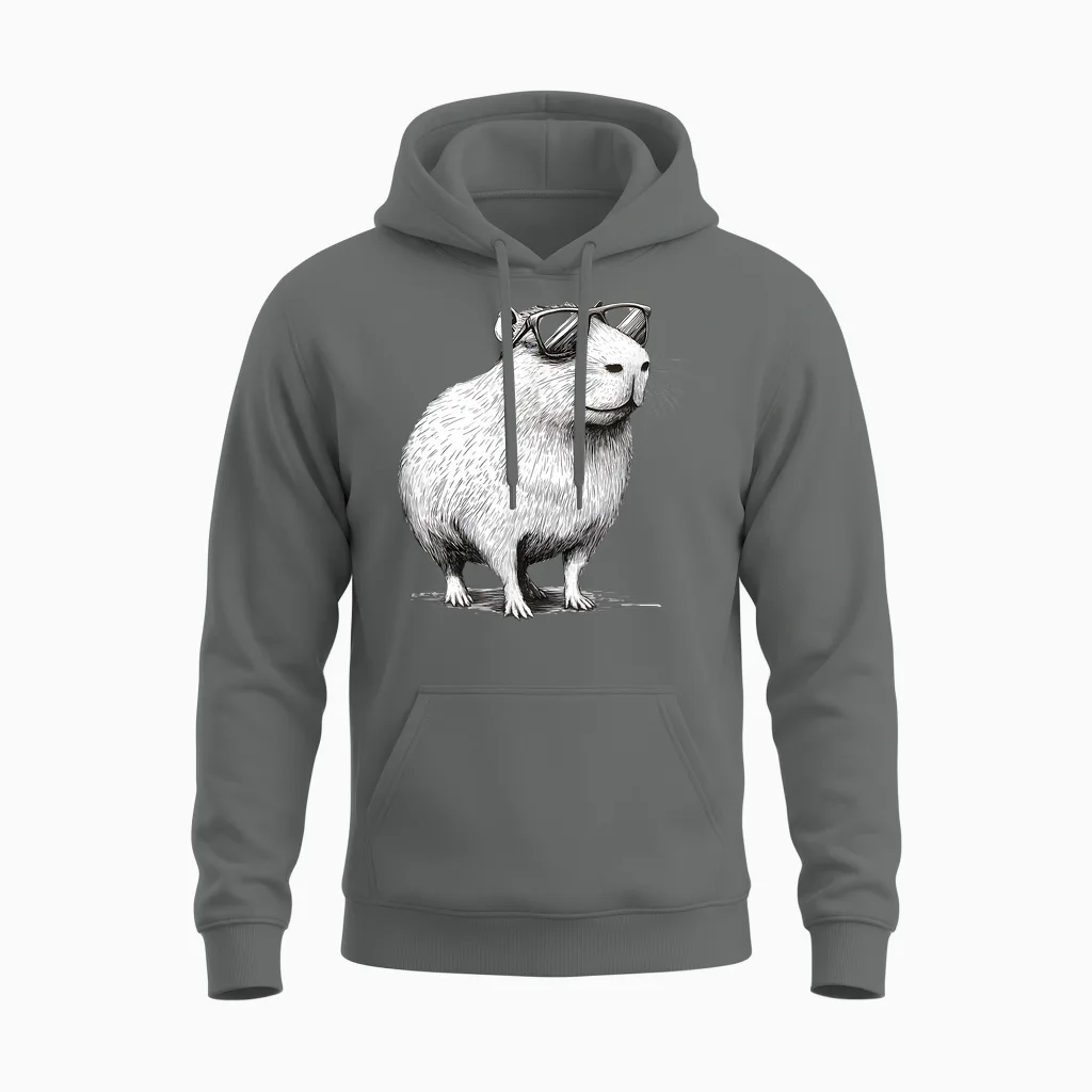Lustiges Capybara Nagetier Mit Sonnenbrille Tier Geschenk Unisex Hoodie in Graphite Heather