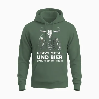Heavy Metal Beer Outfit Hard Rock Design Rocker Rock Concert Unisex Hoodie - Military Green