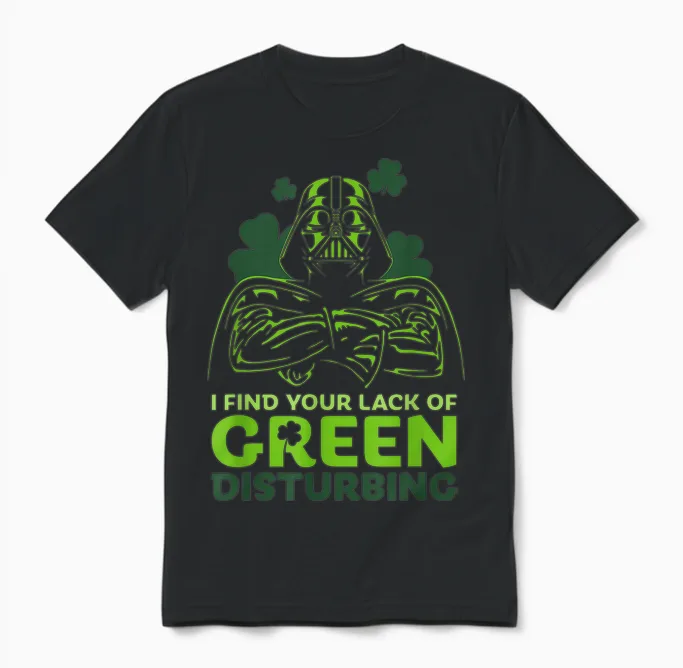 Star Wars a New Hope Holiday Darth Vader Green Clover Unisex T-Shirt in Black