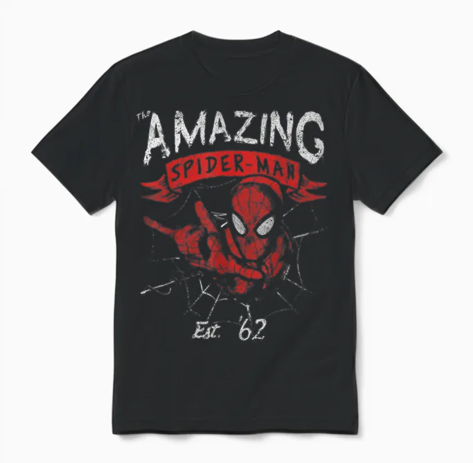 Marvel the Amazing Spider-Man Grunge Graphic Unisex T-Shirt in Black