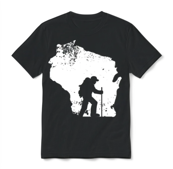 Wisconsin�hiker Shirt Love Mountain Hiking Unisex T-Shirt - Black