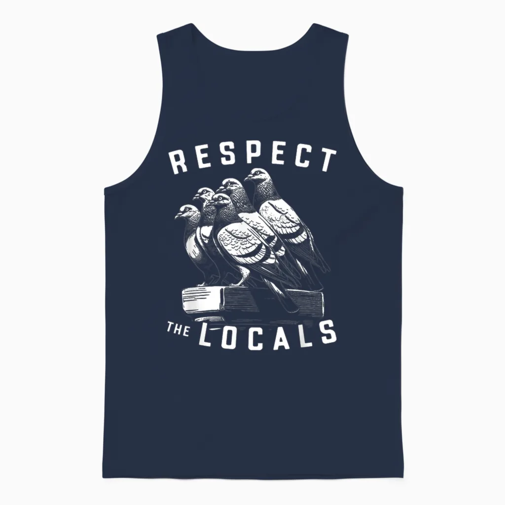 Pigeons Respect the Locals Simple Native Pride Nature Lover Unisex Tank Top in Navy
