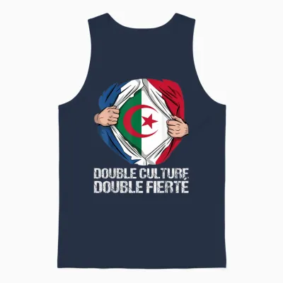 Double Culture Double Pride Franco Algerian Gift Unisex Tank Top - Navy
