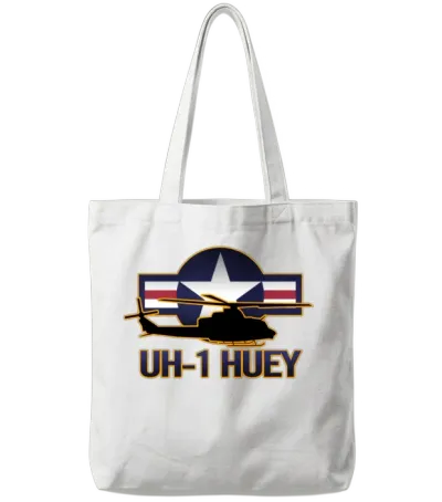 Uh-1 Huey Helicopter Tote Bags - White