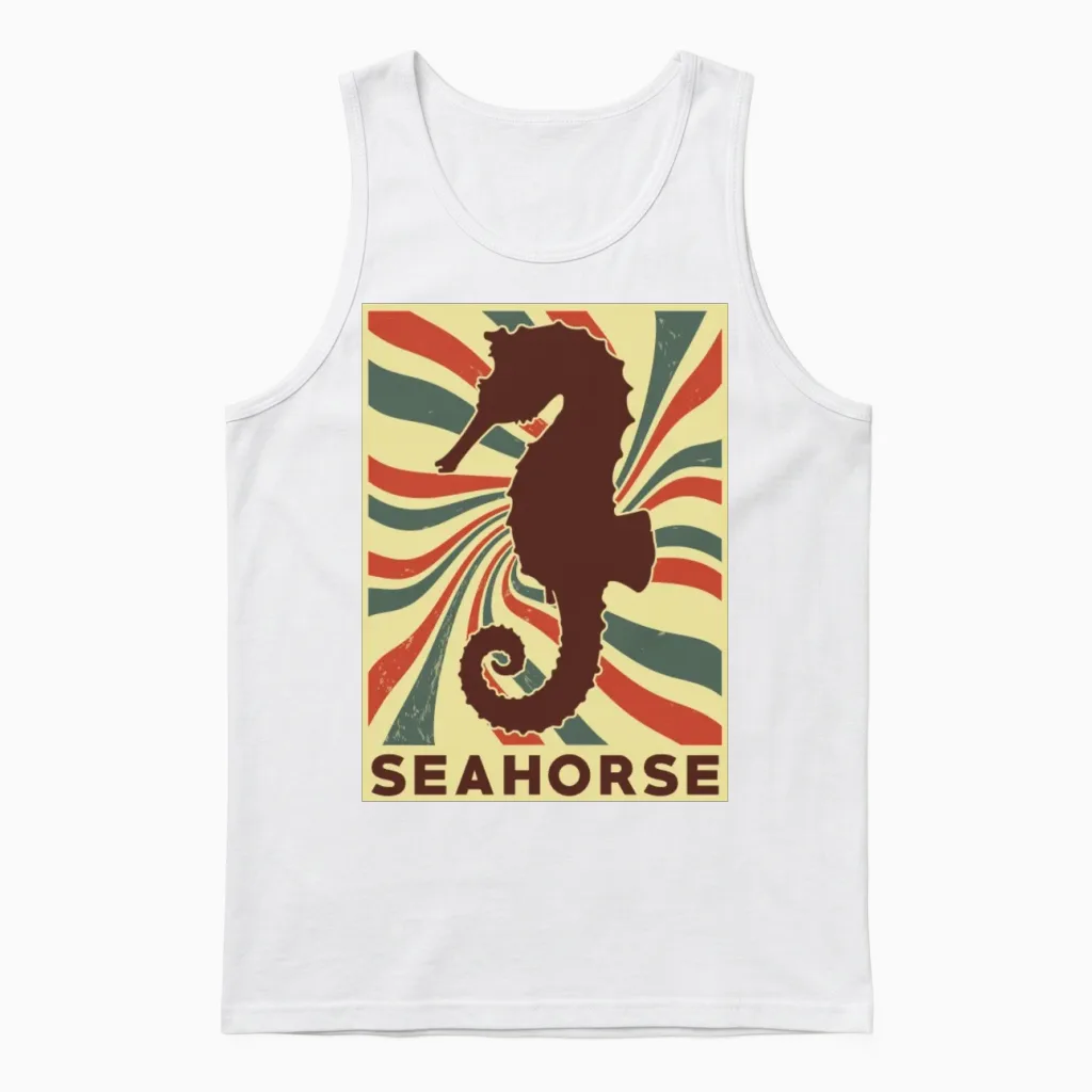 Seahorse Retro Vintage Unisex Tank Top in White