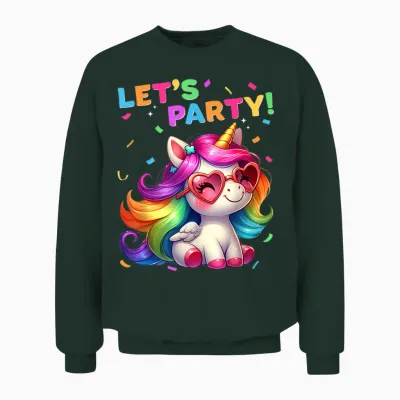 Unicorn Party Outfit Women Men Boys Girls Unicorn T-Shirt, Black Unisex Sweatshirt - Forest