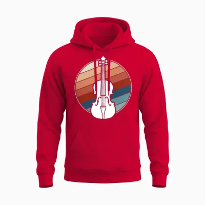 Violin in Retro Style Unisex Hoodie - Red