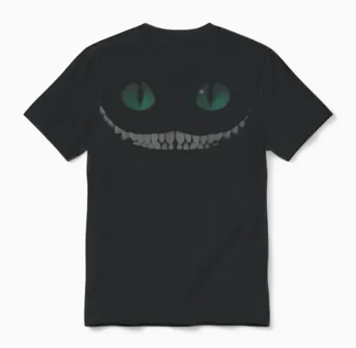 Disney Alice in Wonderland Smile Cheshire Cat T-Shirt, Black Unisex T-Shirt - Black