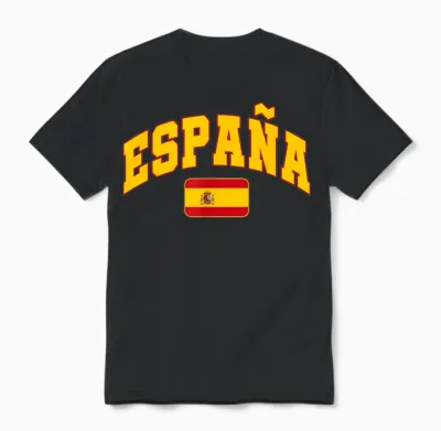 Espana Flag Spain Pride Design Unisex T-Shirt - Black