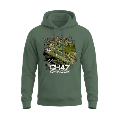 Ch-47 Chinook Helicopter Unisex Hoodie - Military Green