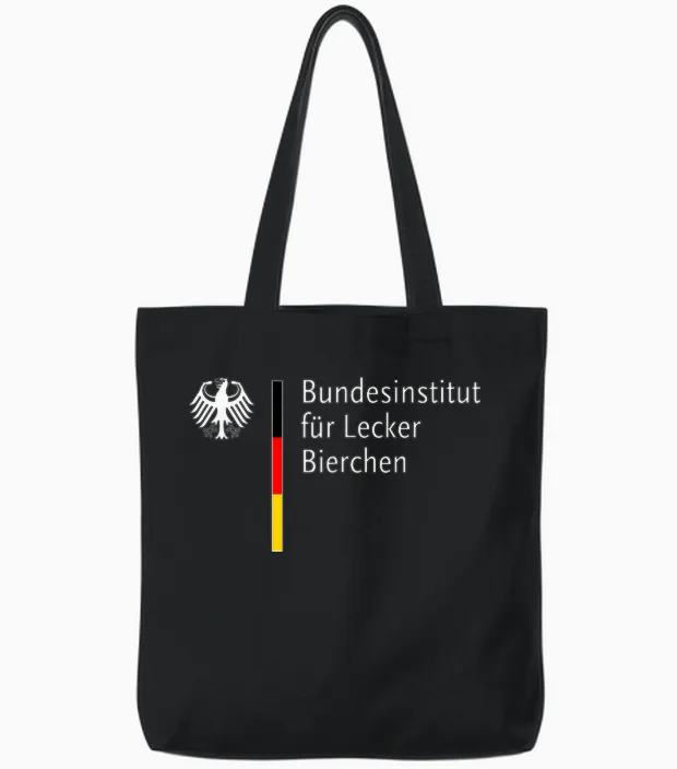 German Federal Institute for Delicious Beer Beer T-Shirt, Black Tote Bags in Black