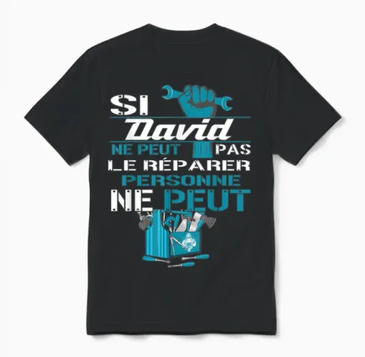 Funny Gift if David Can't Fix It T-Shirt, Black, S Unisex T-Shirt in Black
