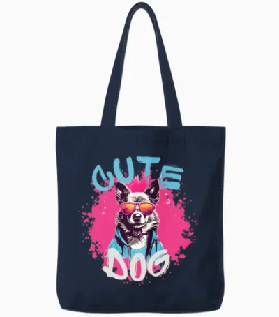 Cute Dog Tote Bags - Navy