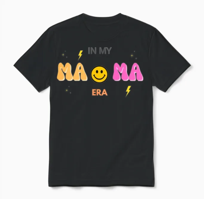 Retro in My Mama Era Mom Gift Unisex T-Shirt in Black