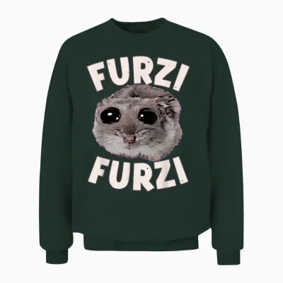 Furzi Furzi Grooviges Sad Hamster Internet Hamster Sad Meme Unisex Sweatshirt - Forest