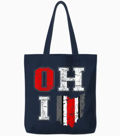 Vintage Ohio Tee State of Ohio Map Women Men Tote Bags - Navy
