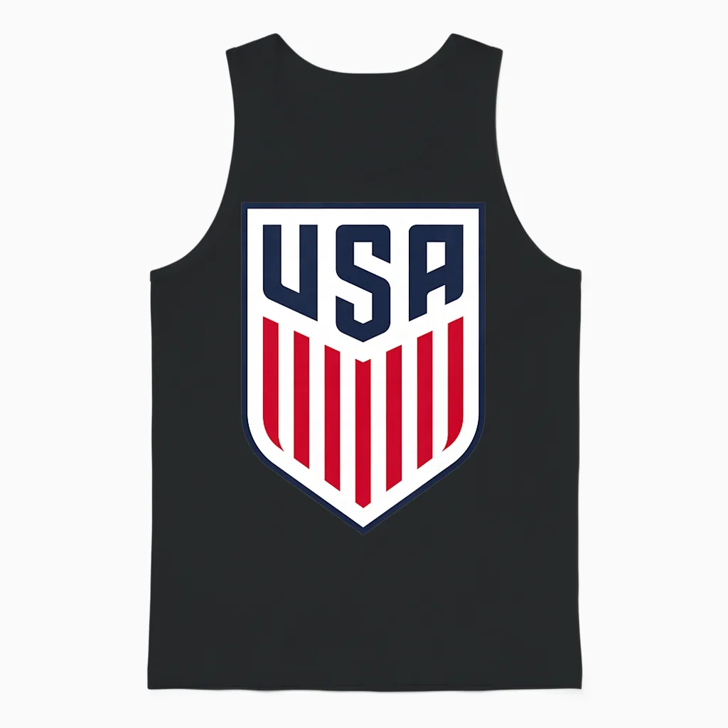 Kids Officially Licensed Us Men's National Team Usmnt Gear, Crest Unisex Tank Top in Black