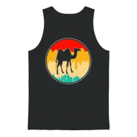 Camel Retro Unisex Tank Top - Black – 1