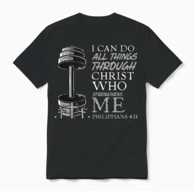 Can Do All Things Weightlifter Christian Gym Bible Verse Unisex T-Shirt - Black