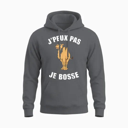 Je Peux Pas Je Bosse T-Shirt, Black, S Unisex Hoodie - Charcoal