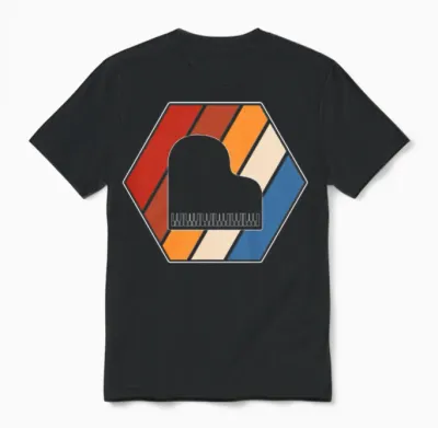 Piano Retro Unisex T-Shirt - Black