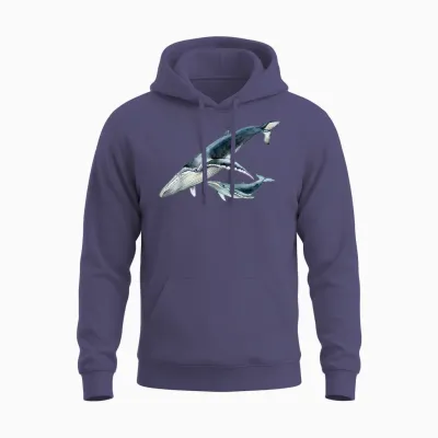 #snirt Blauwal Mit Kalb Tshirt Wal Hoodie Buckelwal Baby Wal Unisex Hoodie - Heather Sport Dark Navy