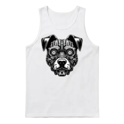 Retro Steampunk Dog Unisex Tank Top - White