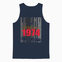 Born 1974 January Vintage Gift Unisex Tank Top in Navy - 1