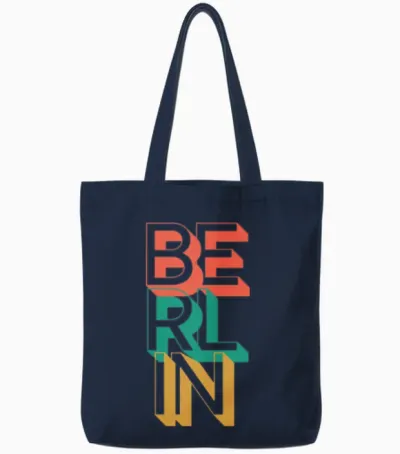 Retro Berlin Tote Bags - Navy