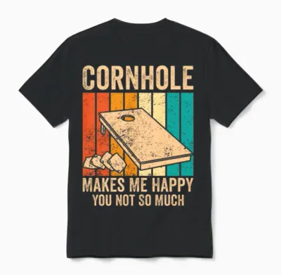 Funny Cornhole Retro Unisex T-Shirt - Black