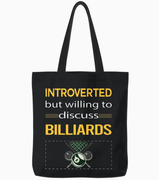 Funny Introverted Billiards Tote Bags in Black