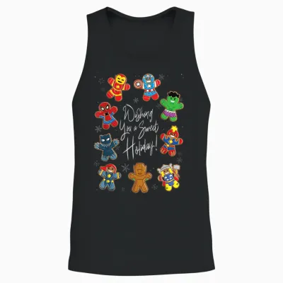 Marvel Avengers Christmas Gingerbread Wishing Sweet Holiday Unisex Tank Top - Black