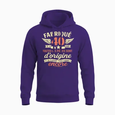 40th Birthday Man Woman 40 Years 1985 Funny Gift Unisex Hoodie - Purple