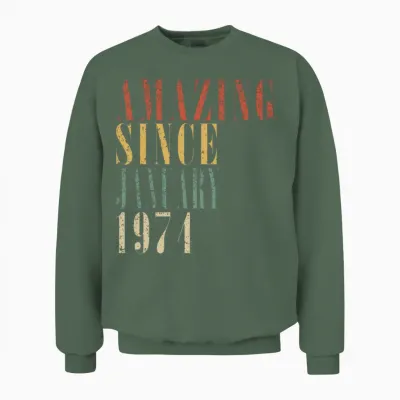 January 1974 Vintage Birthday Present Unisex Sweatshirt - Military Green