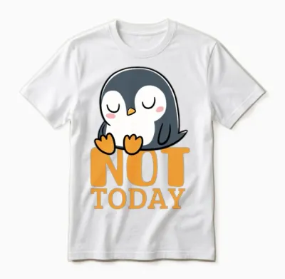 Funny Lazy Penguin Unisex T-Shirt - White