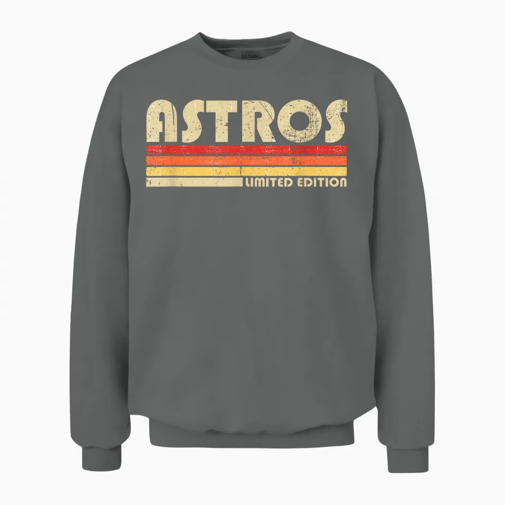 Astros Name Personalized Vintage Retro Gift for Men Women Unisex Sweatshirt in Graphite Heather
