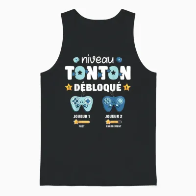 Unlocked Tonton Level Announcement Pregnancy Tonton Geek T-Shirt, Black, S Unisex Tank Top - Black