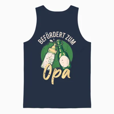 Men's T-Shirt with German Text "zum Opa Befört, Black Unisex Tank Top - Navy