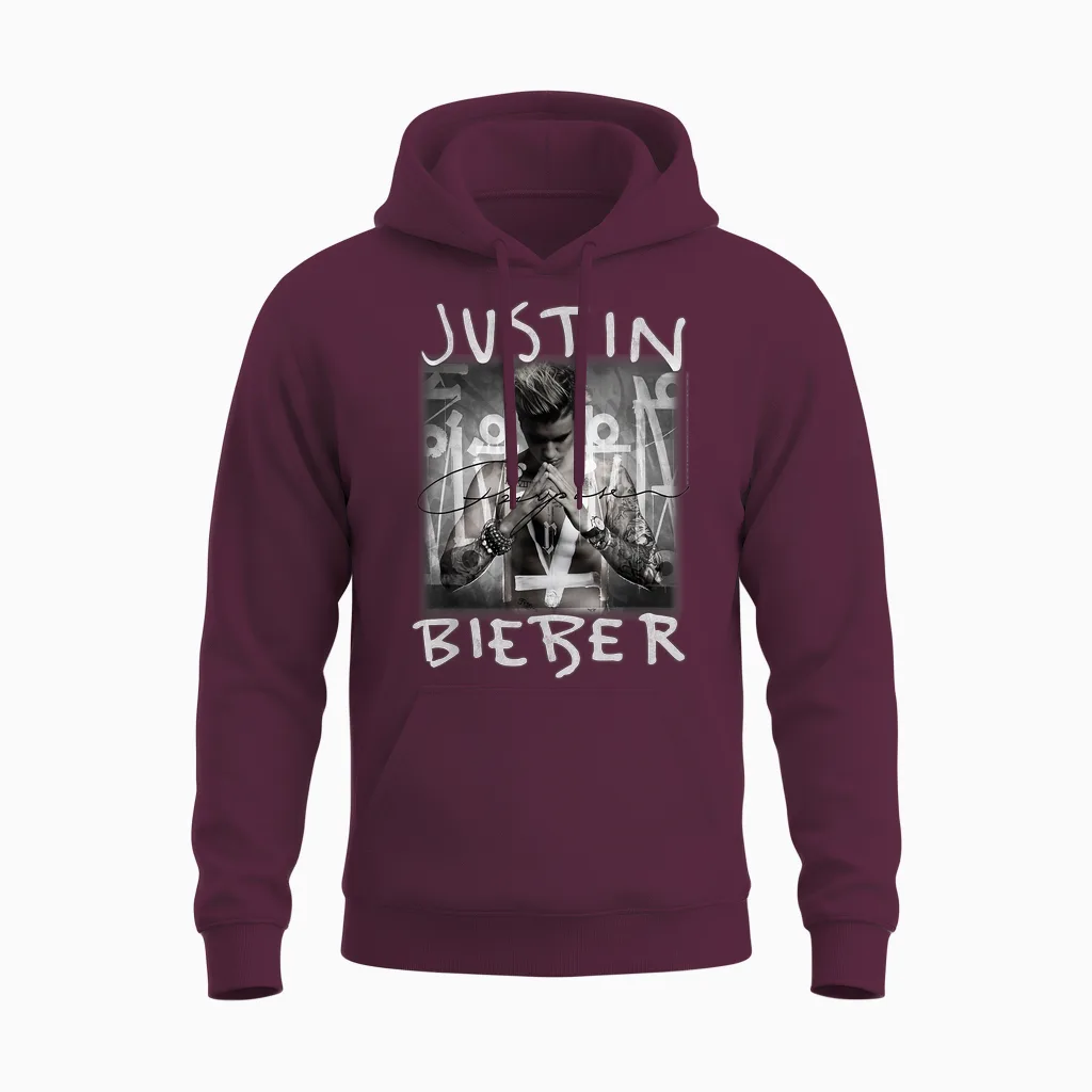 Justin Bieber Purpose Album Cover by Rock Off Unisex Hoodie in Maroon