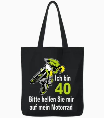 40. Geburtstag Mann Geschenk Lustig Biker Motorrad Motocross Tote Bags - Black