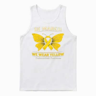 In March We Wear Yellow Endometriosis Awareness Unisex Tank Top - White
