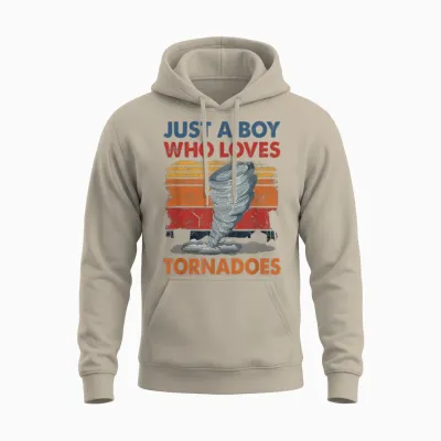 Just a Boy Who Loves Tornado Weather Storm Tornado Chaser Unisex Hoodie - Sand